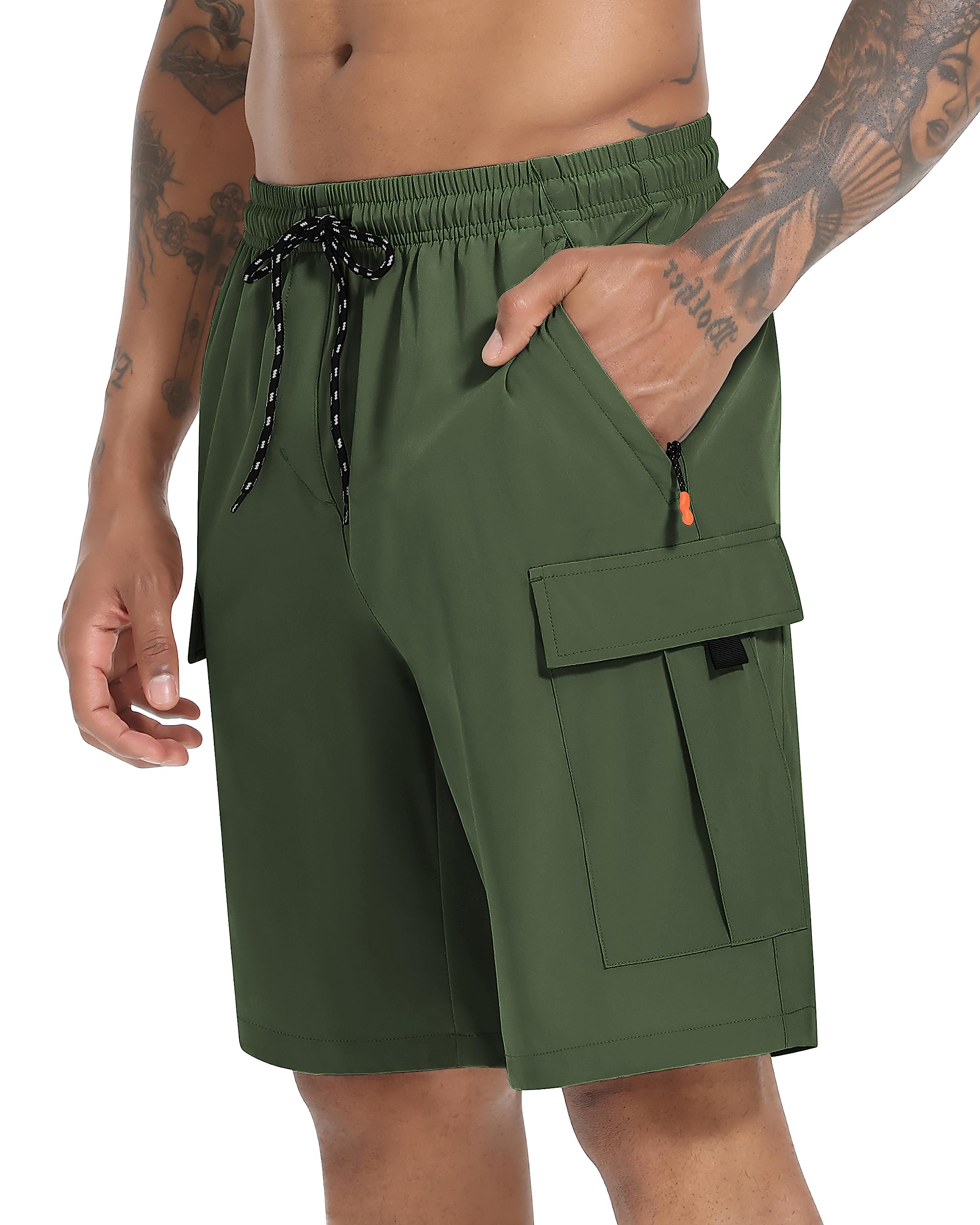 Men's Cargo Shorts Quick Dry Lightweight Stretch Hiking Shorts for Men with 5 Pockets No Lining